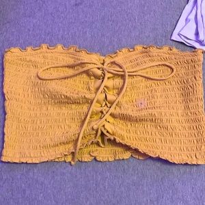 cute crop top sleeveless mustardy color